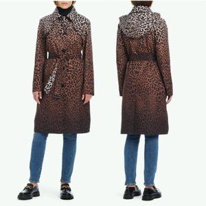 Kate Spade Single Breasted Trench Coat Size SMALL Leopard Water Resistant $260